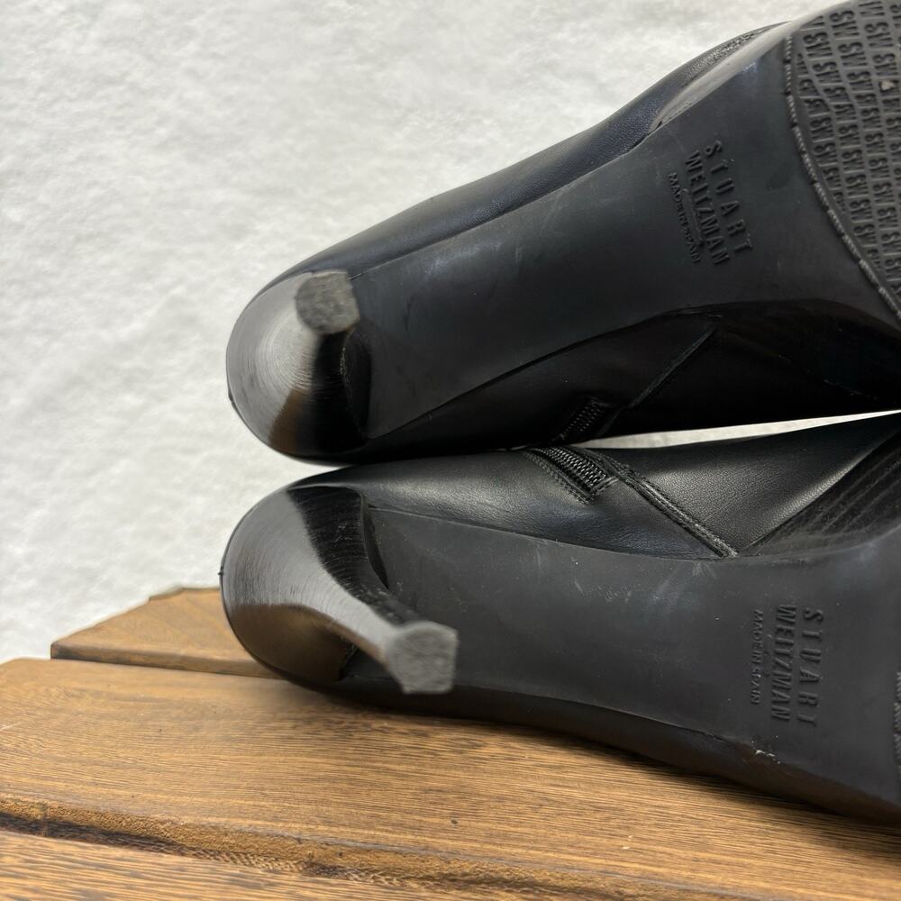 Stuart Weitzman Ankle Boots Napa Leather Black Platform Stiletto Booties 9.5M - Picture 13 of 14